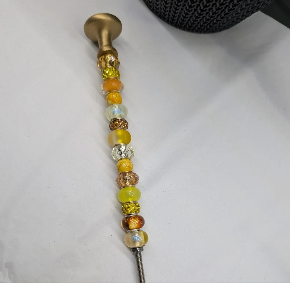 Beaded Fairy Wand/Plant/ Garden Stake W/Gold Metal Topper